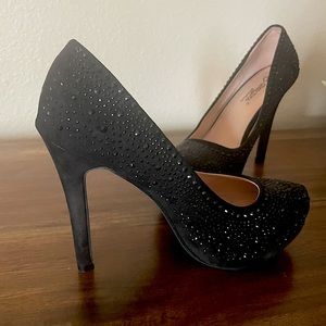 Embellished black heels